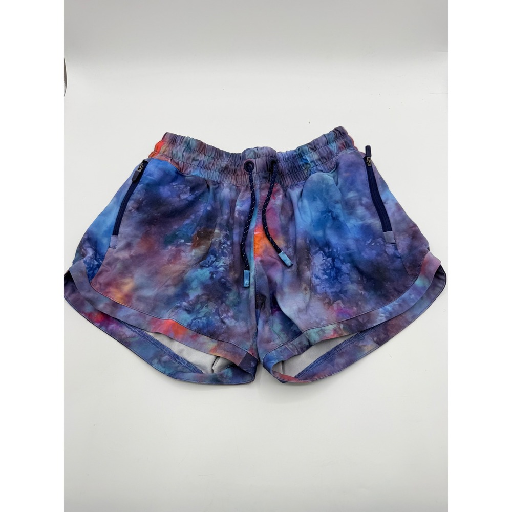 Athleta Girl Running Shorts Galaxy Tie Dye Kids Size L 12 Blue Purple